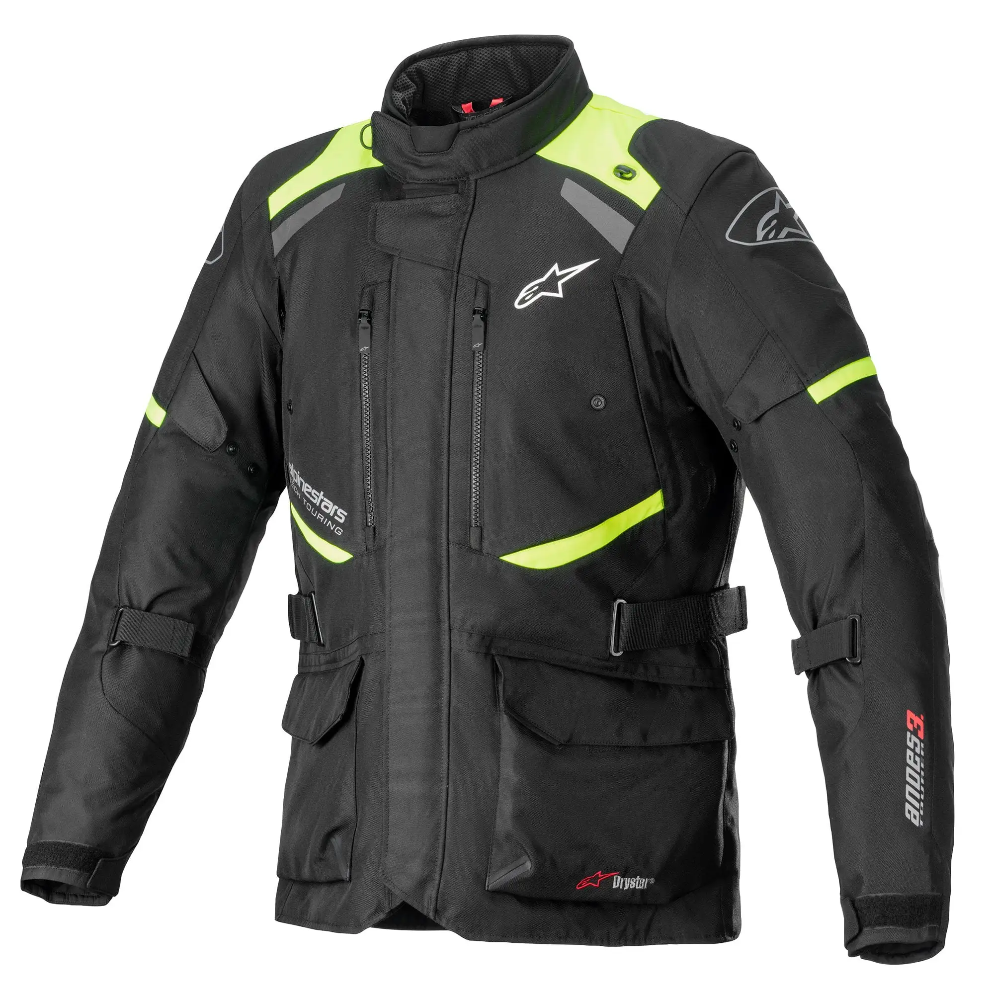 Alpinestars Andes V3 Mens Drystar Motorcycle Jacket Black/Fluo Yellow LG Xl