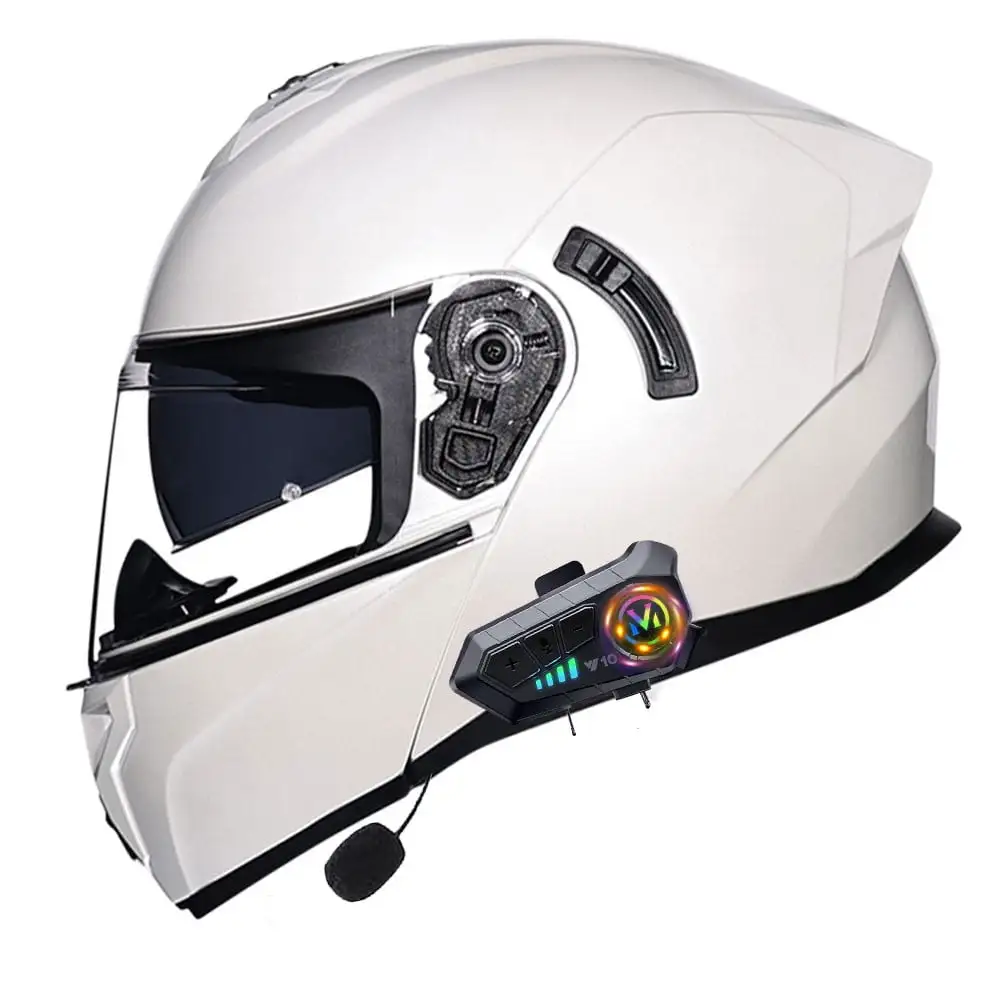 Motorbike Helmets Bluetooth Flip-up Motorcycle Helmets. Crash Helmet Street Bike Modular Helmet Double Visor and Microphon...