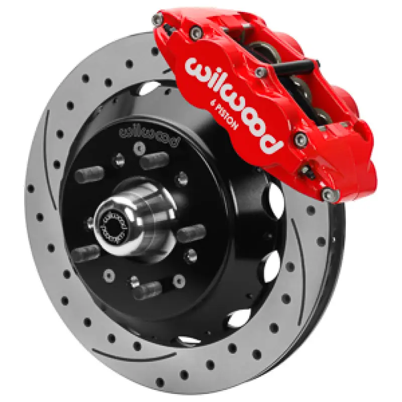 Wilwood Forged 6 Piston Red Superlite Caliper GT 48 Vane Spec37 Drilled & Slotted Rotor 12.88x1.25