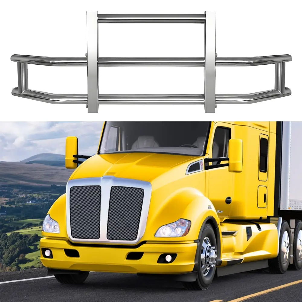 Stainless Alloy Metal Deer Guard Bumper Kenworth T680 2008-2021 vimguard