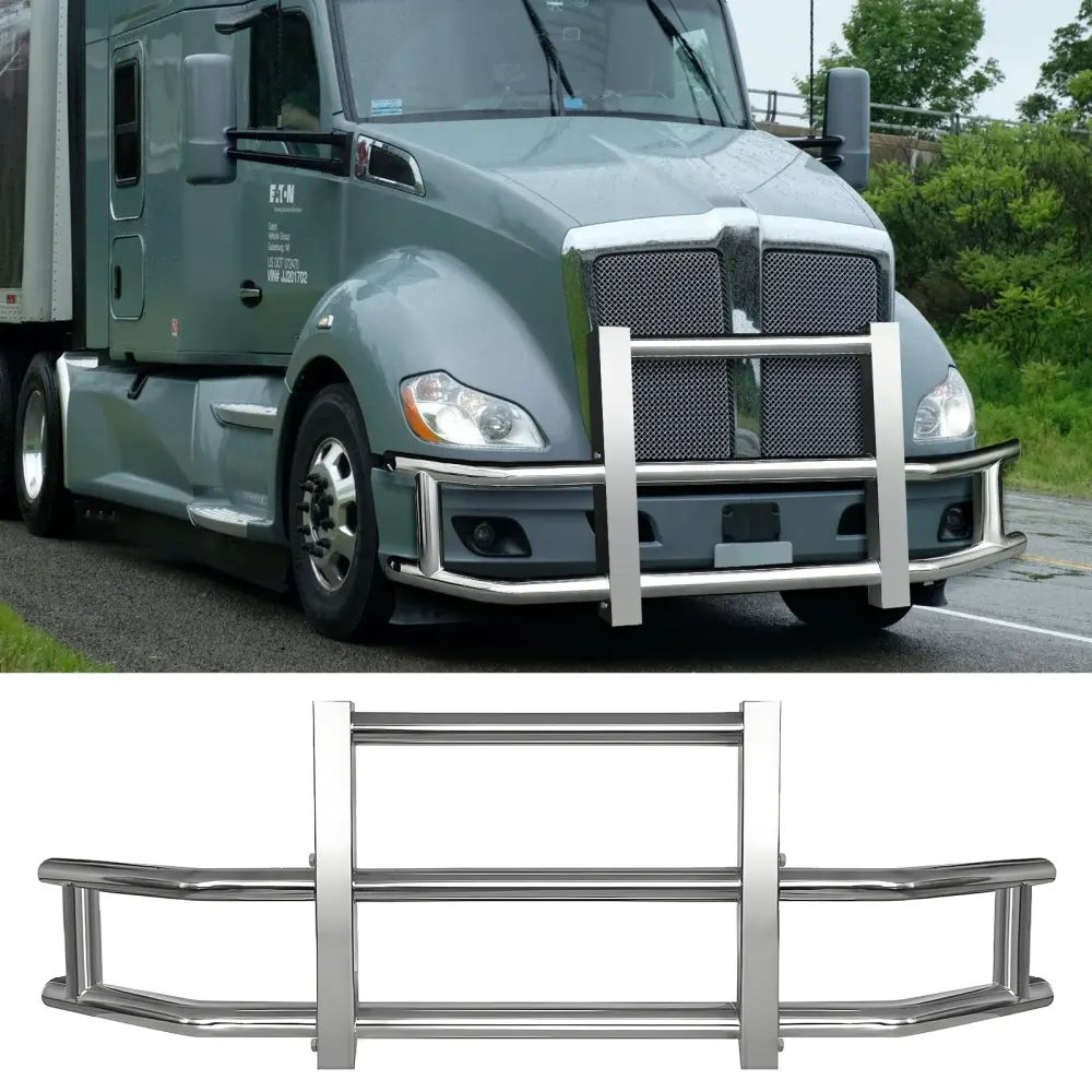 Stainless Alloy Metal Deer Guard Bumper Kenworth T680 2022 Brackets vimguard