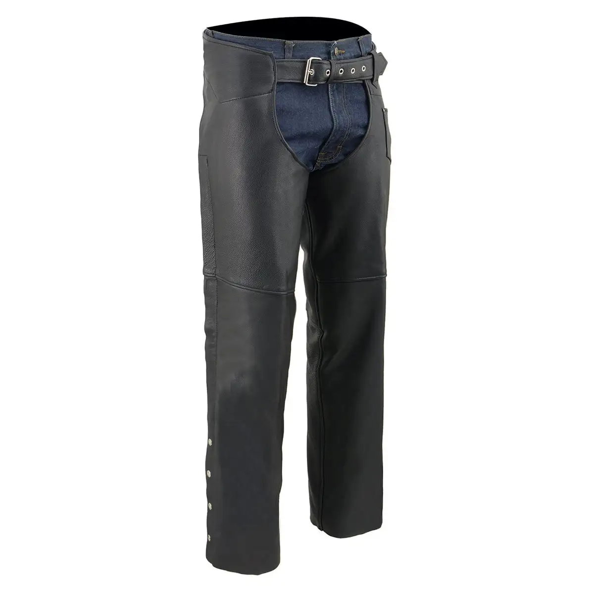 Milwaukee Leather Chaps Men's Black Naked Soft Leather Fully Lined - Front Coin Pocket Motorcycle Chap - ML1115 5X-Large