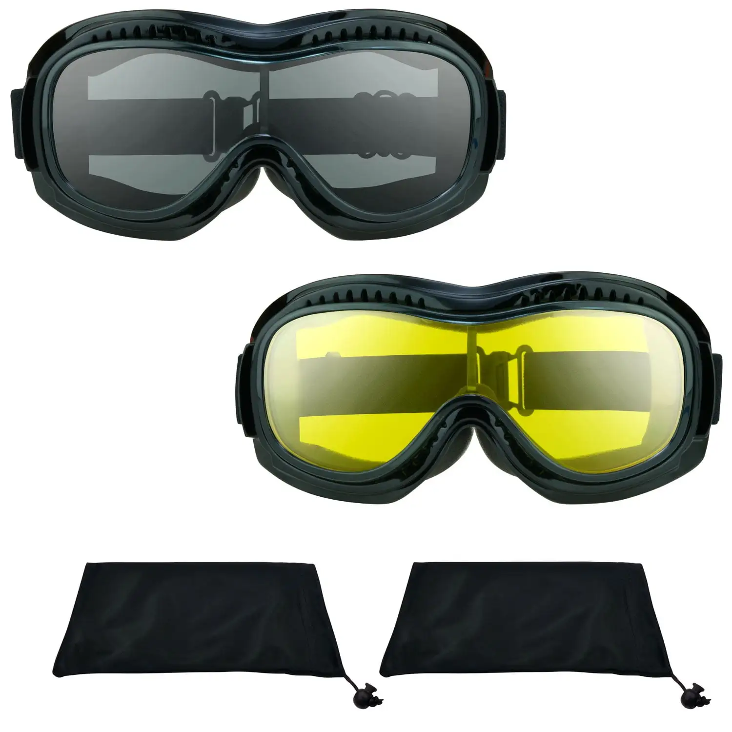 Bikershades Fit-over RX Glasses Smoke & Yellow Goggles Prescription Motorcycle Riding