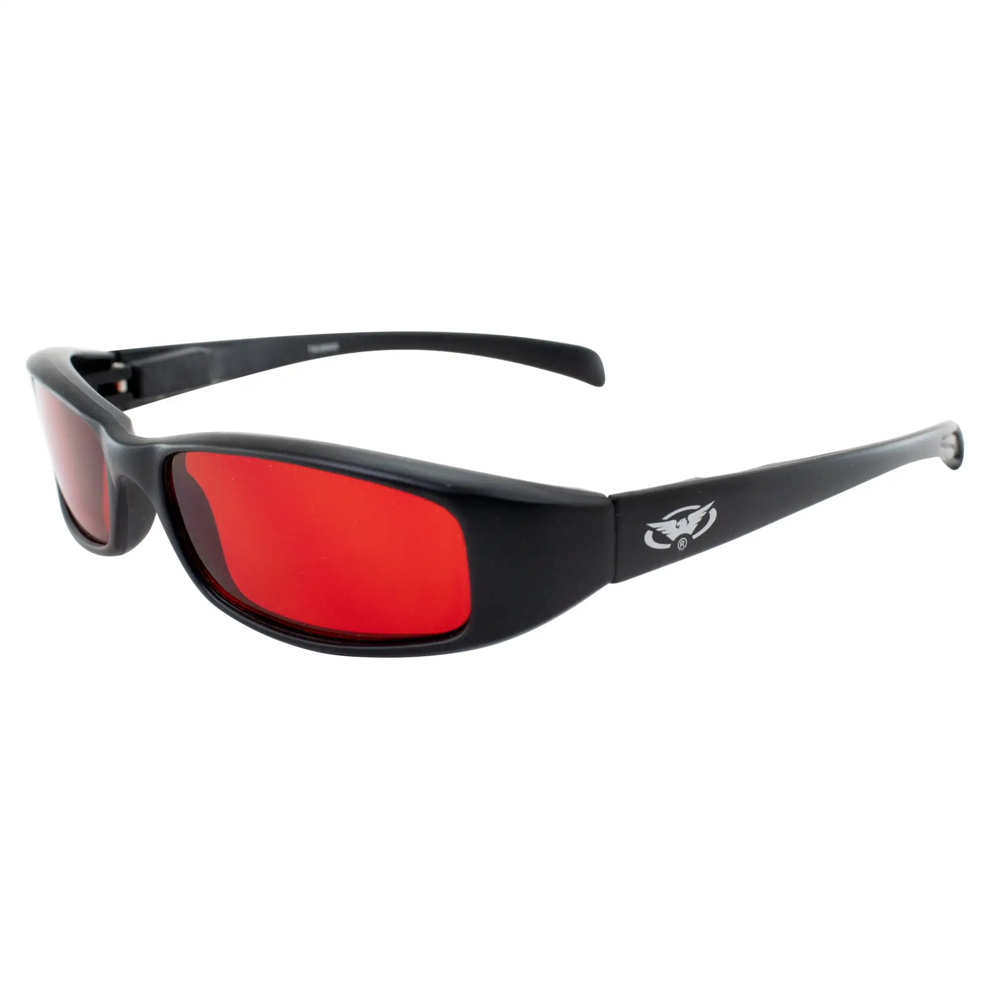 MotoFrames MF Bad Attitude Motorcycle Sunglasses Black Frames Red Lenses