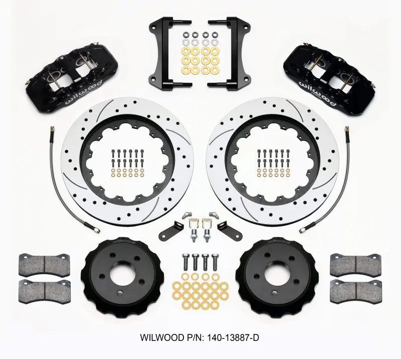 Wilwood AERO6 Front Brake Hat Kit 15.00 Drilled Lines 2015-Up Mustang