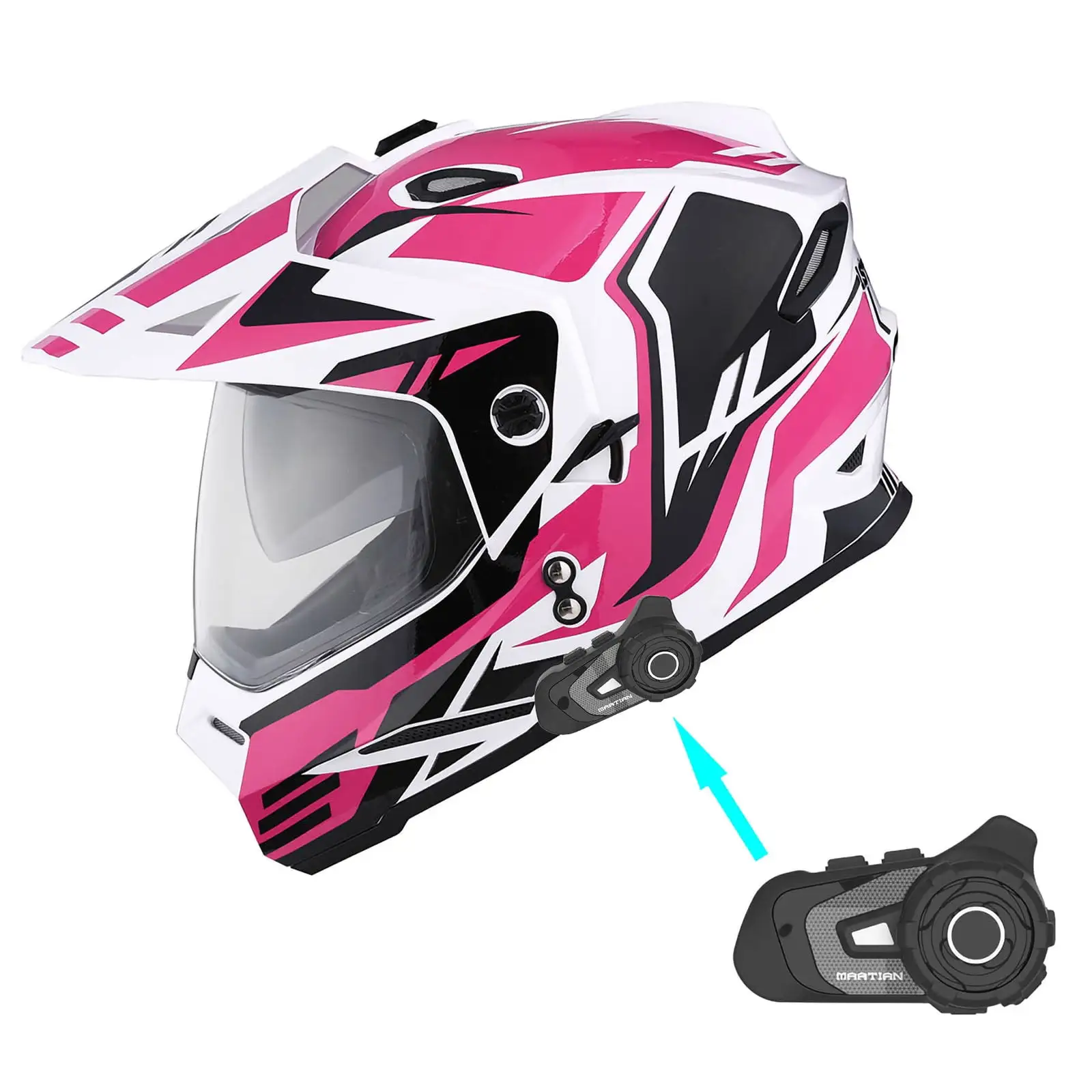 1Storm Youth Kids Dual Sport Dual Visor Motorcycle Motocross Off Road Full Face Helmet: HF802Youth Storm Pink + Motorcycle...