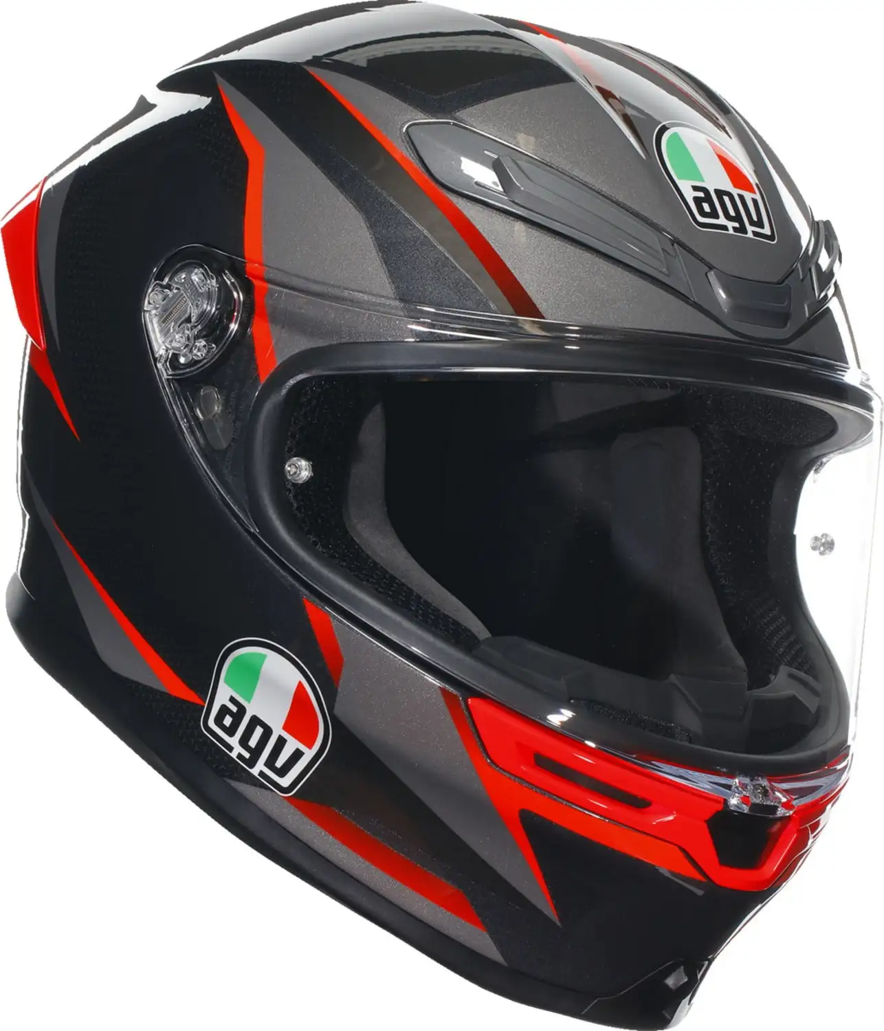 AGV K6 S Slashcut Helmet (Medium. Slashcut Black/Gray/Red) L