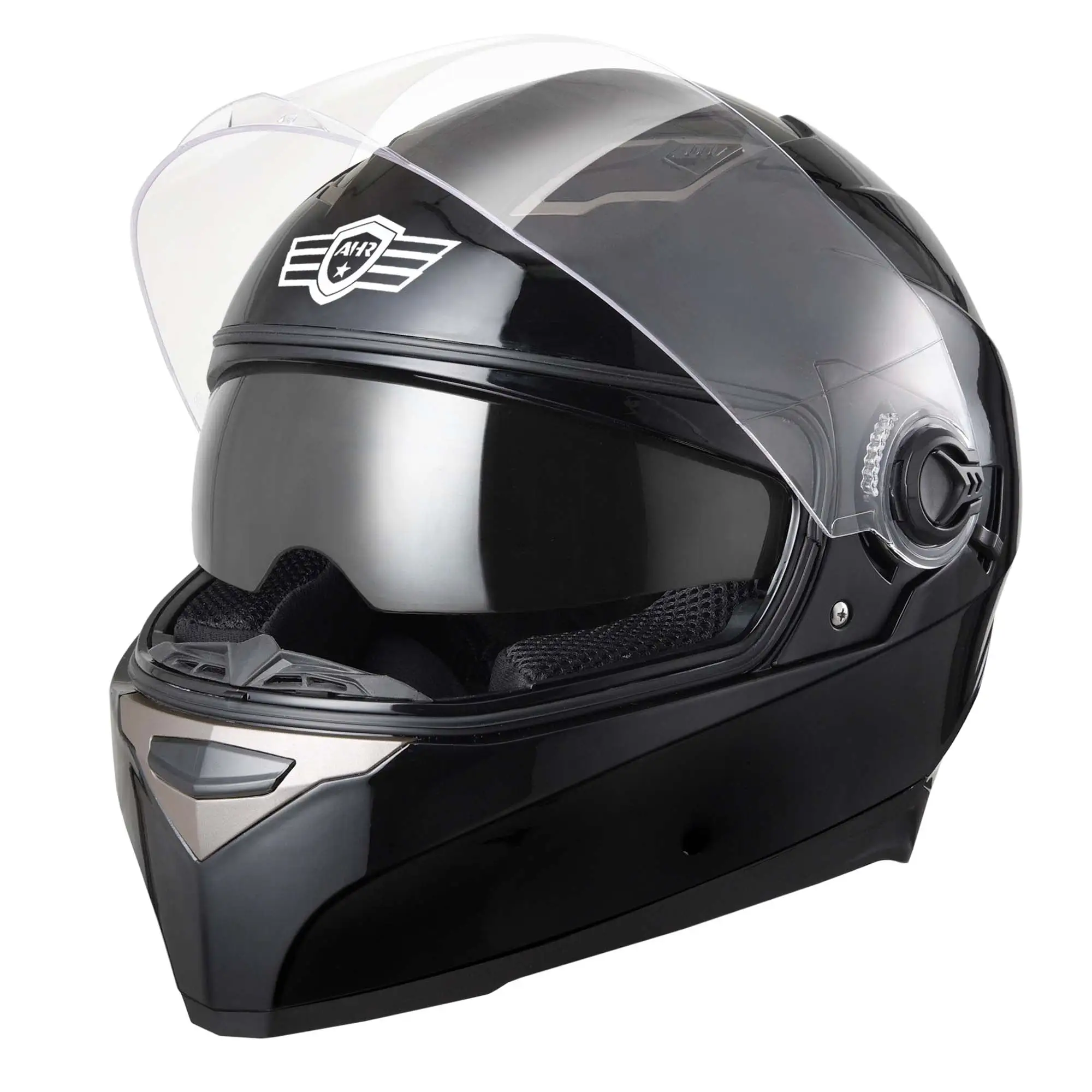 AHR RUN-F1 DOT Motorcycle Full Face Helmet Dual Visors Sun Shield Lightweight ABS Street Bike Snowmobile Touring S