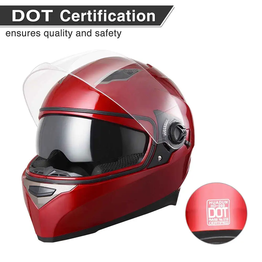 AHR RUN-F1 DOT Motorcycle Full Face Helmet Dual Visors Lightweight ABS Street Bike Motorbike Touring Sports Man Woman S
