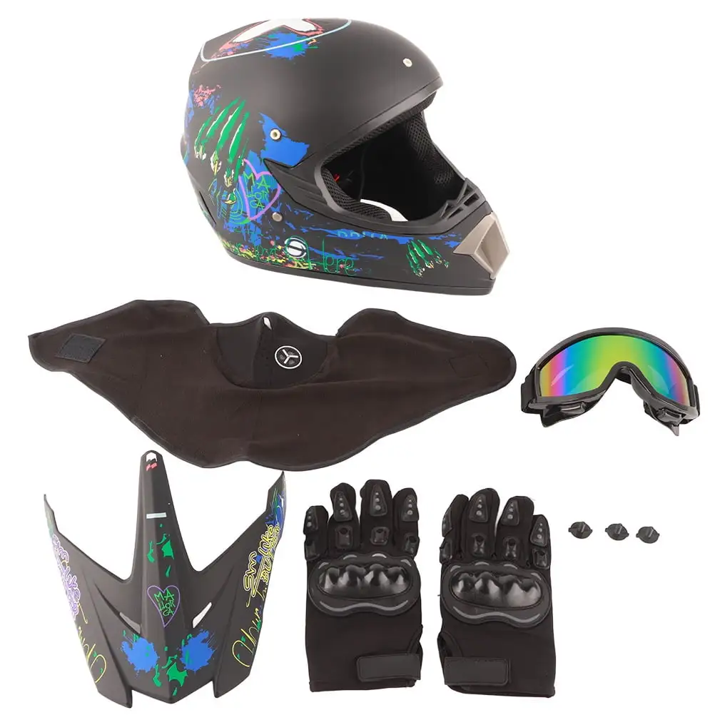 Professional Motocross Helmet Kids Adults Motocross Dirt Bike Off Road Motorcycle Helmet Goggles Gloves Face Cover HXW