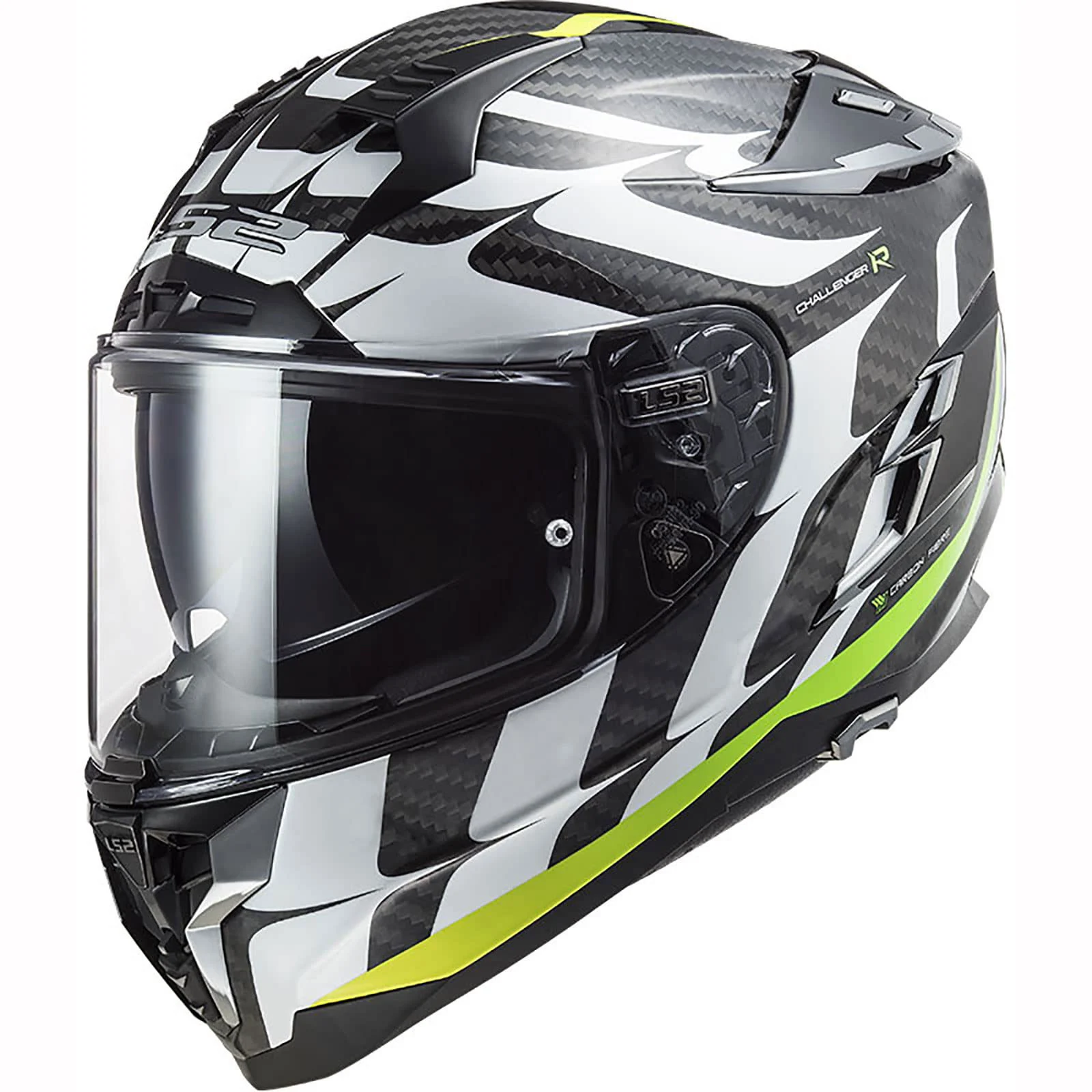 LS2 Challenger C Flames Gloss White Hi-Vis Yellow Helmet size X-Large Xl LS2 Helmets