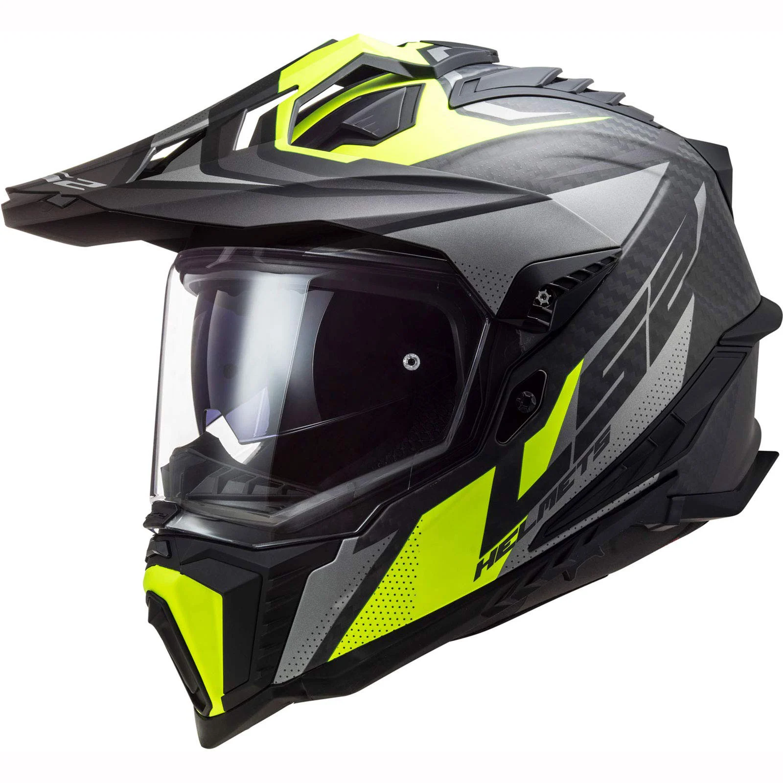 LS2 Explorer Focus Matte Titanium Yellow Helmet size Medium M LS2 Helmets