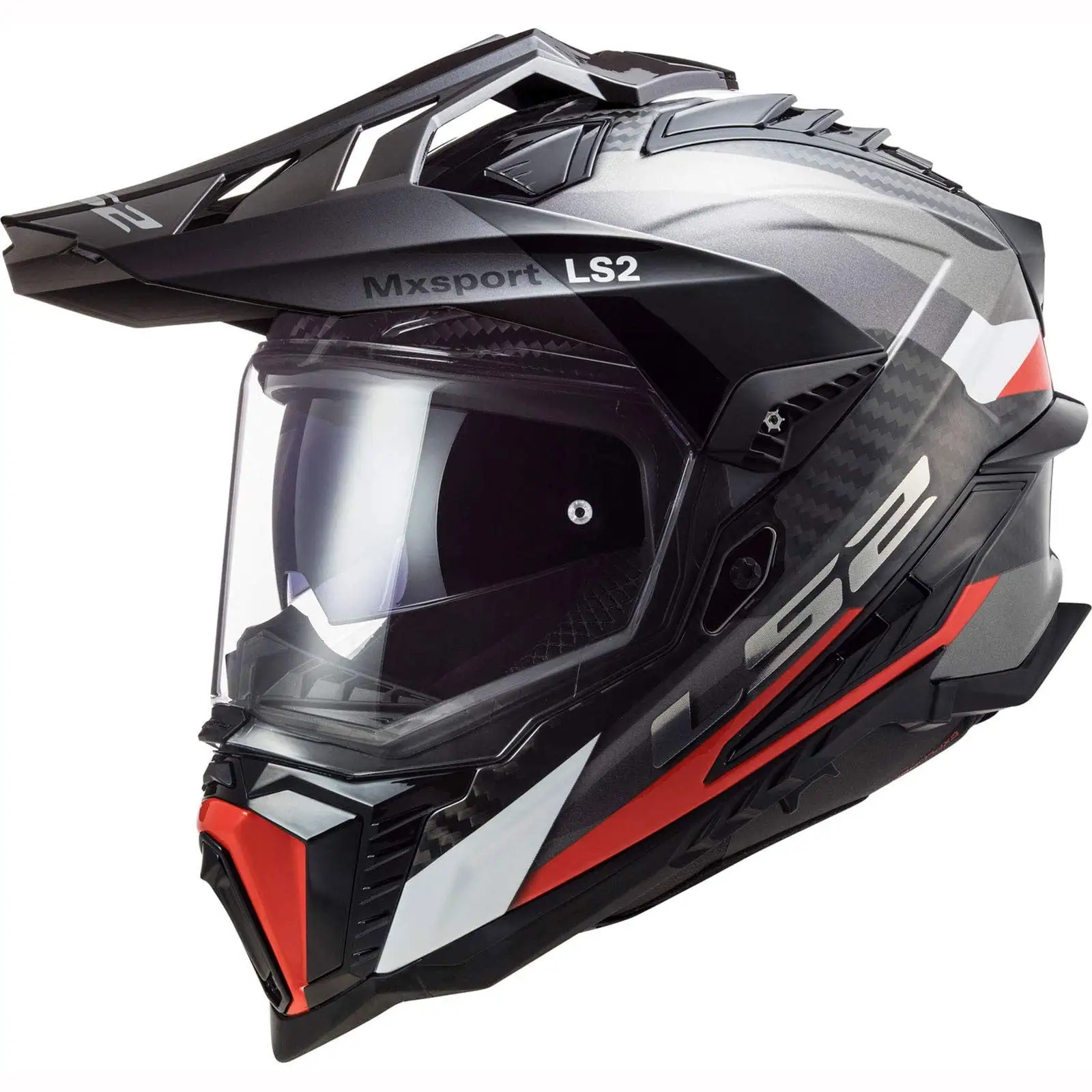 LS2 Explorer Frontier Matte Titanium Red Helmet size Medium M LS2 Helmets