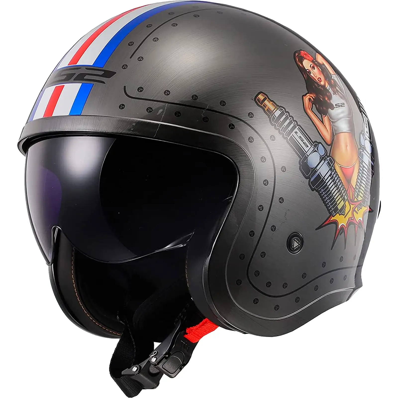 LS2 Spitfire Spark Brushed Alloy Helmet size Small - MGW-22687 S LS2 Helmets