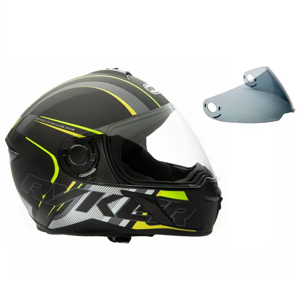 MMG Adult Motorcycle Full Face Helmet DOT Street - Matte Black Yellow (Small) Model 21