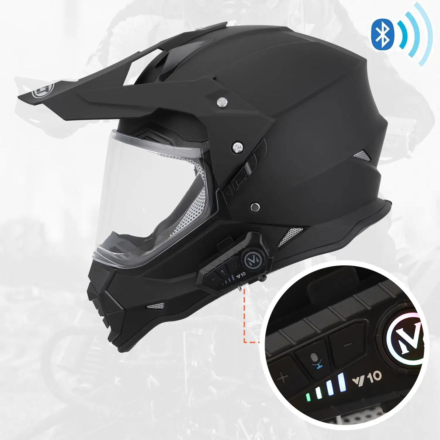 OUMURS DOT Bluetooth Motocross Helmet Dirt Bike Full Face Dual Visor ATV Sport Helmet M