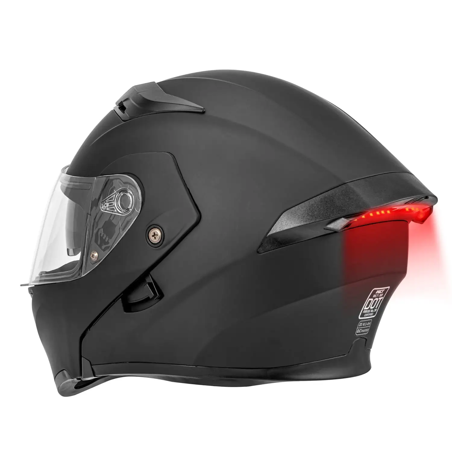 Oumurs DOT New Motorcycle Bike Modular Full Face Helmet Dual Visor Sun Shield LED Tail Light: Matt Black M L XL XXL M
