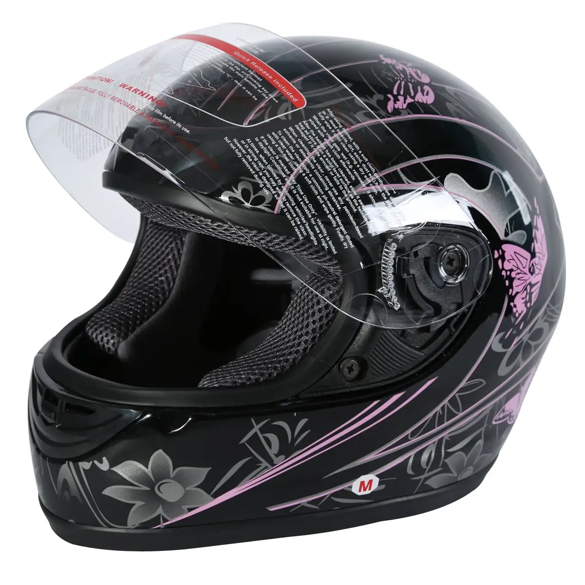 TCMT DOT Adult Full Face Motorcycle Helmet Black Pink Butterfly Flip Up Modular Motocross Offroad Street Dirt Bike L Size S