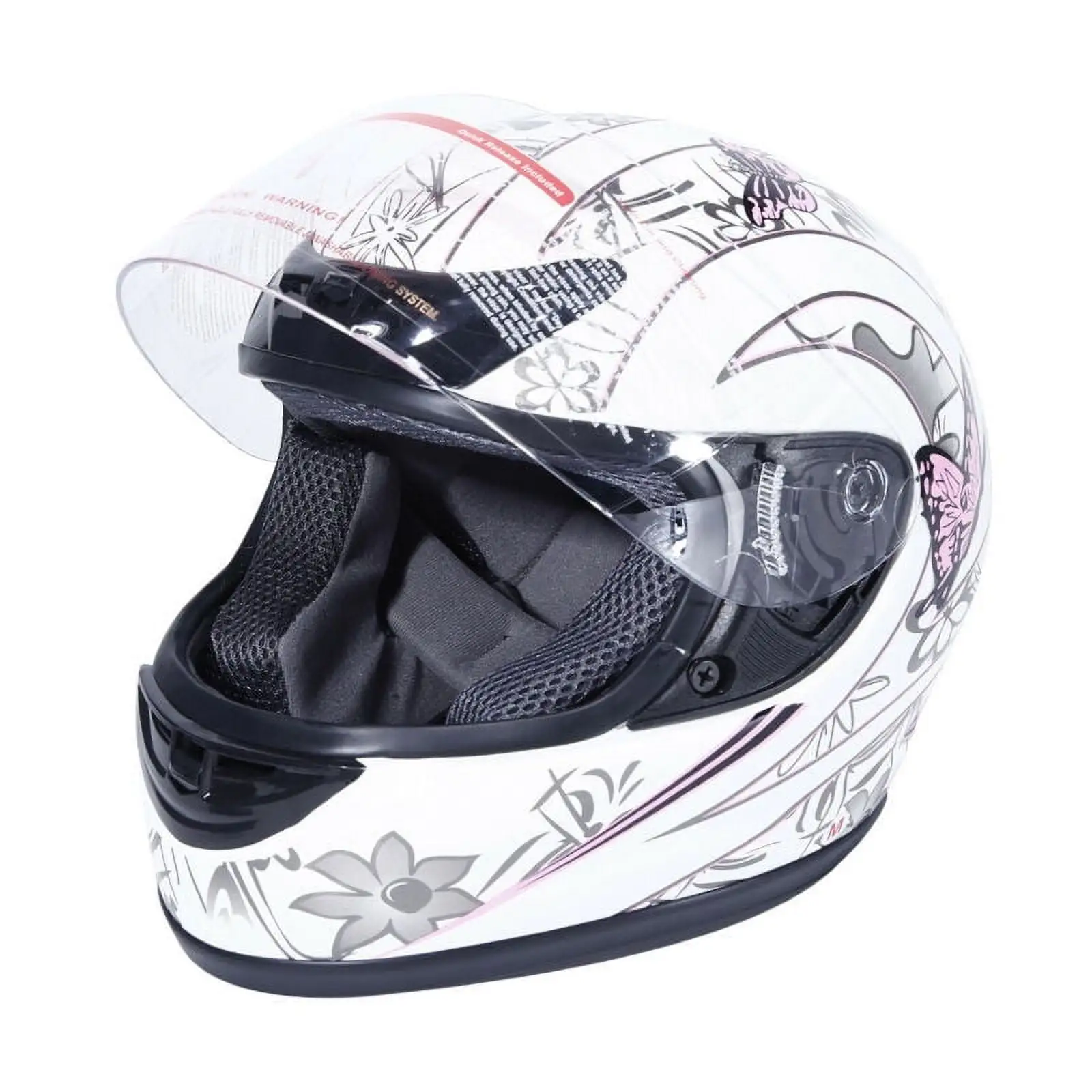 TCMT DOT Adult Full Face Motorcycle Helmet White Pink Butterfly Flip Up Modular Motocross Offroad Street Dirt BikeX L Size S