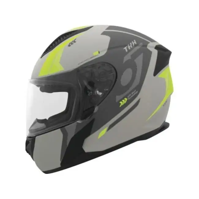 THH Helmets 648027 T810S Hayate Helmets. Gray - Yellow - Extra Large L