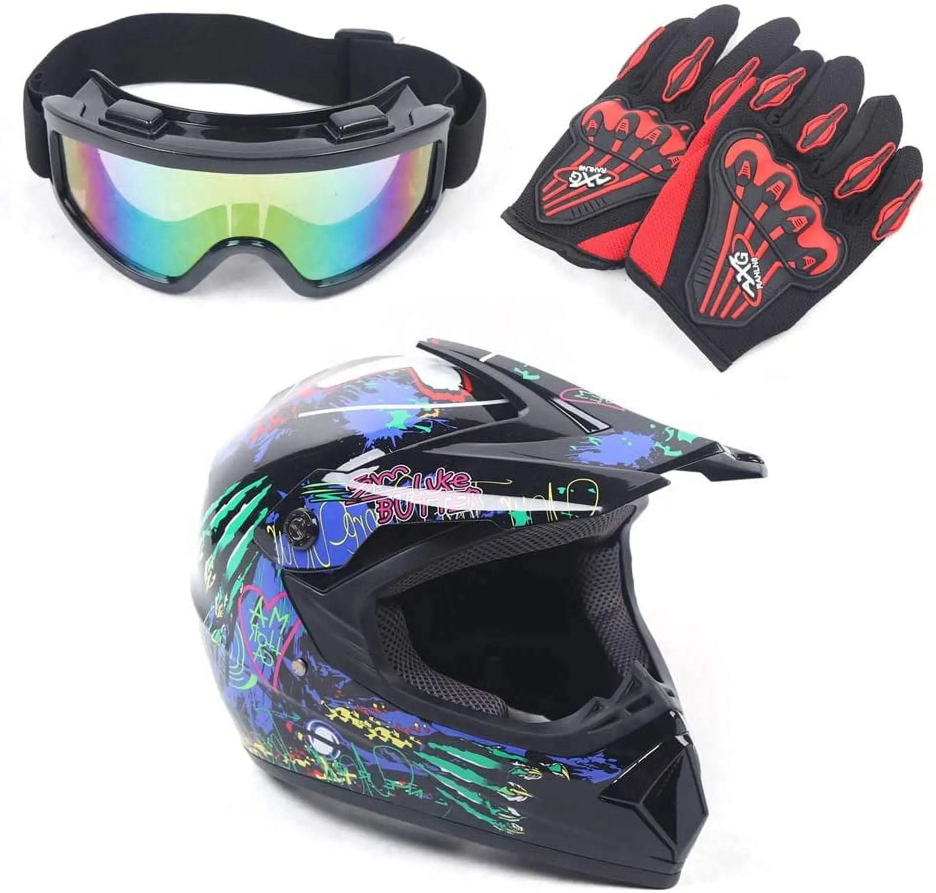 WUZSTAR Youth Adult Off Road Unisex Racing Safety Motorcycle Helmet Multi-Color Riding Helmet.M Size M