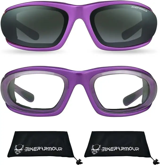 Bikershades Purple Frame Motorcycle Riding Glasses SMALL Women and Girls