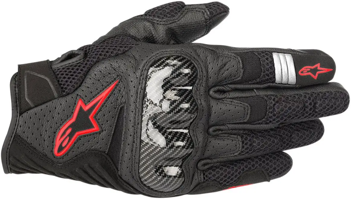Alpinestars SMX-1 Air V2 Mens Leather Motorcycle Gloves Black/Red MD 3xl