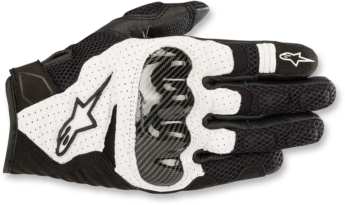 Alpinestars SMX-1 Air V2 Mens Leather Motorcycle Gloves Black/White XL L