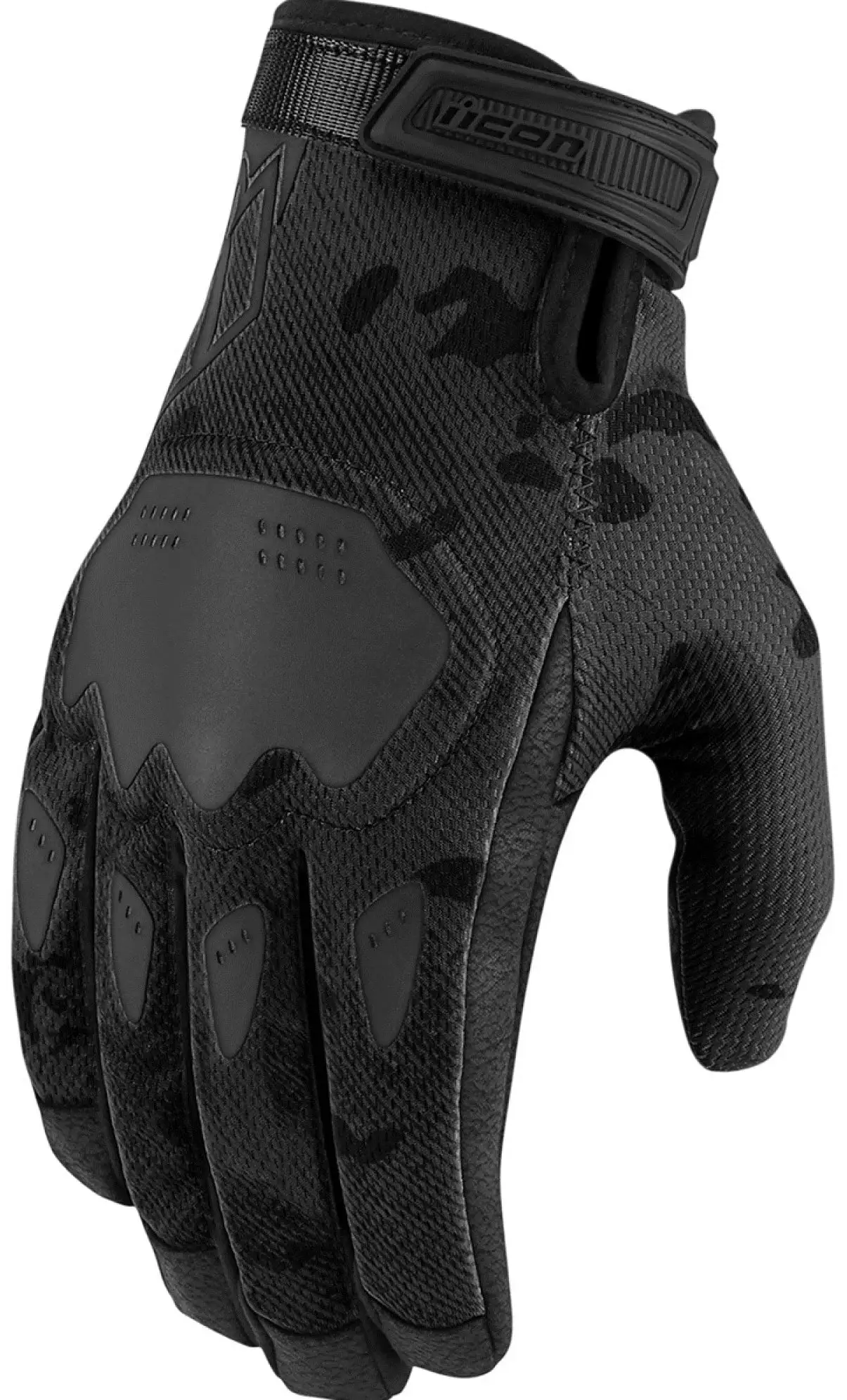 Icon Hooligan CE Mens Textile Motorcycle Gloves Dark Camo MD L