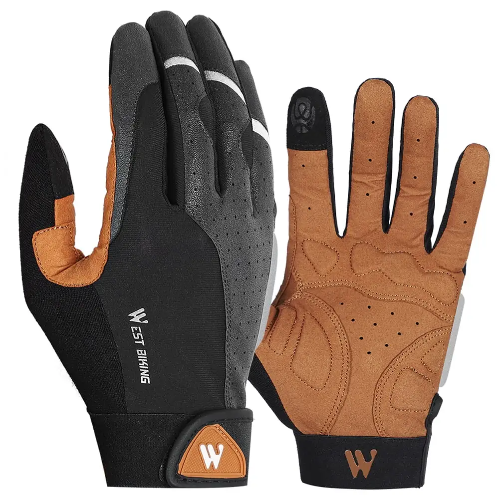 YARNOW Full Finger Anti-skid Mitten Anti-shock Gloves Touch Screen Long Finger Gloves Motorcycle Cycling Racing (Black Yel...