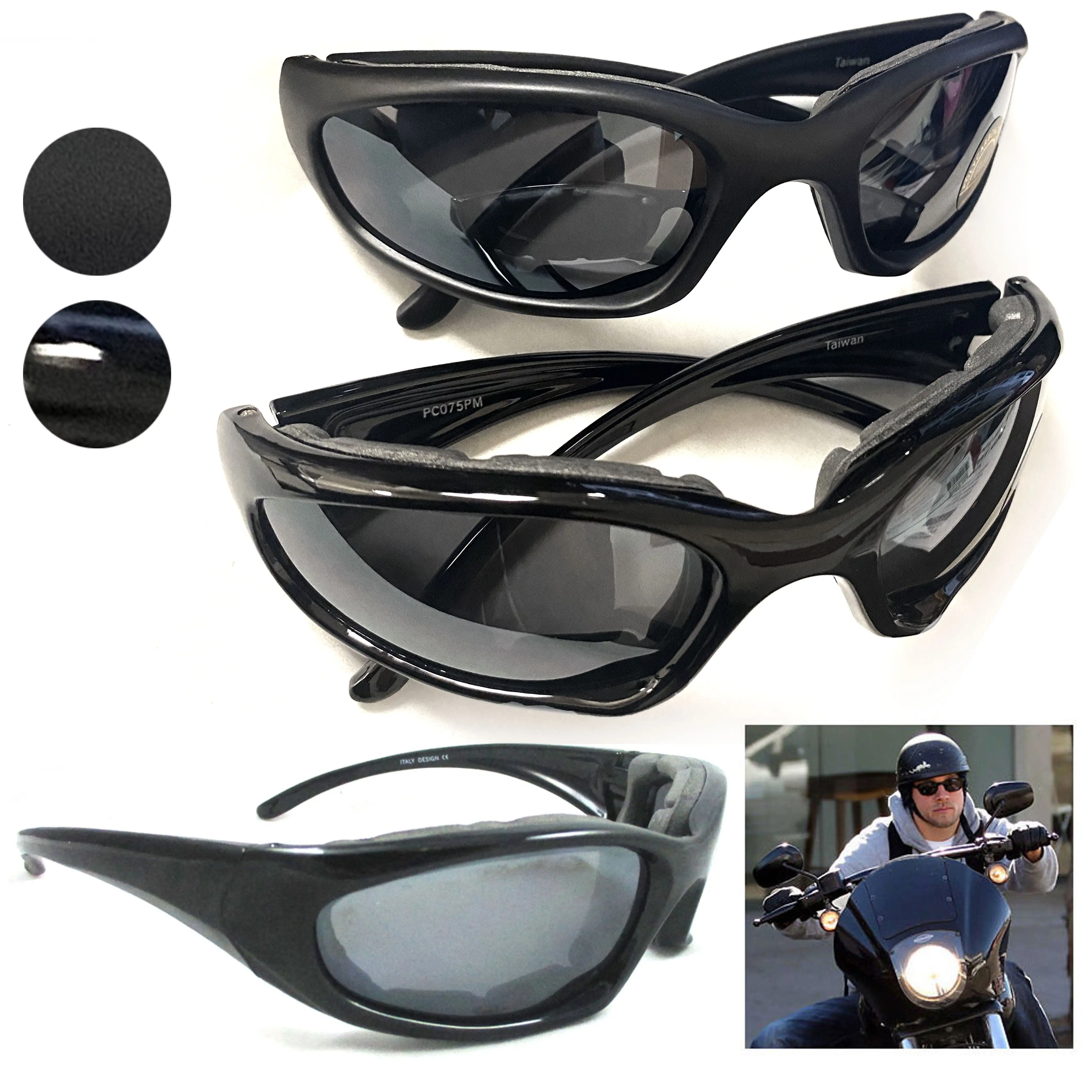 1 Wind Resistant Motorcycle Riding Sunglasses UV Day Sports Glasses Foam Padded Asia Pacific
