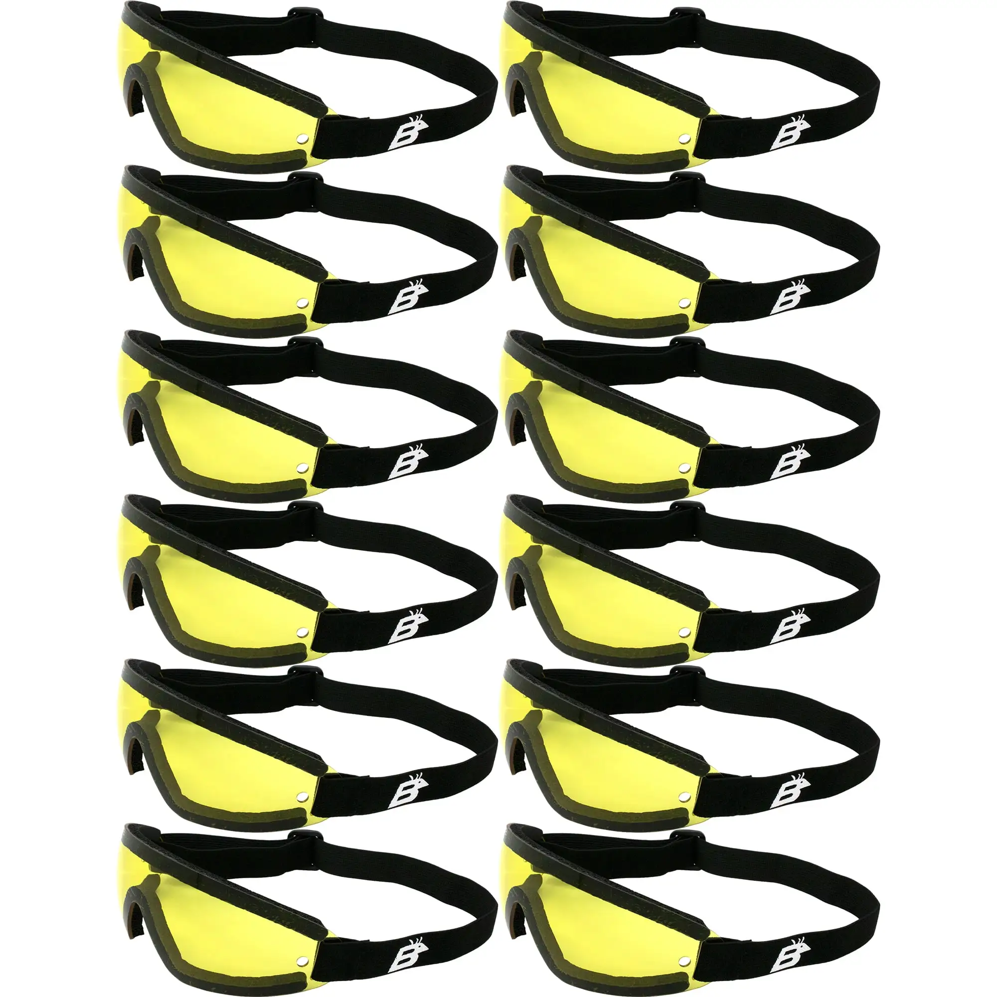 12 BIRDZ WING Sky Diving Parasailing MOTORCYCLE GOGGLES YELLOW LENS