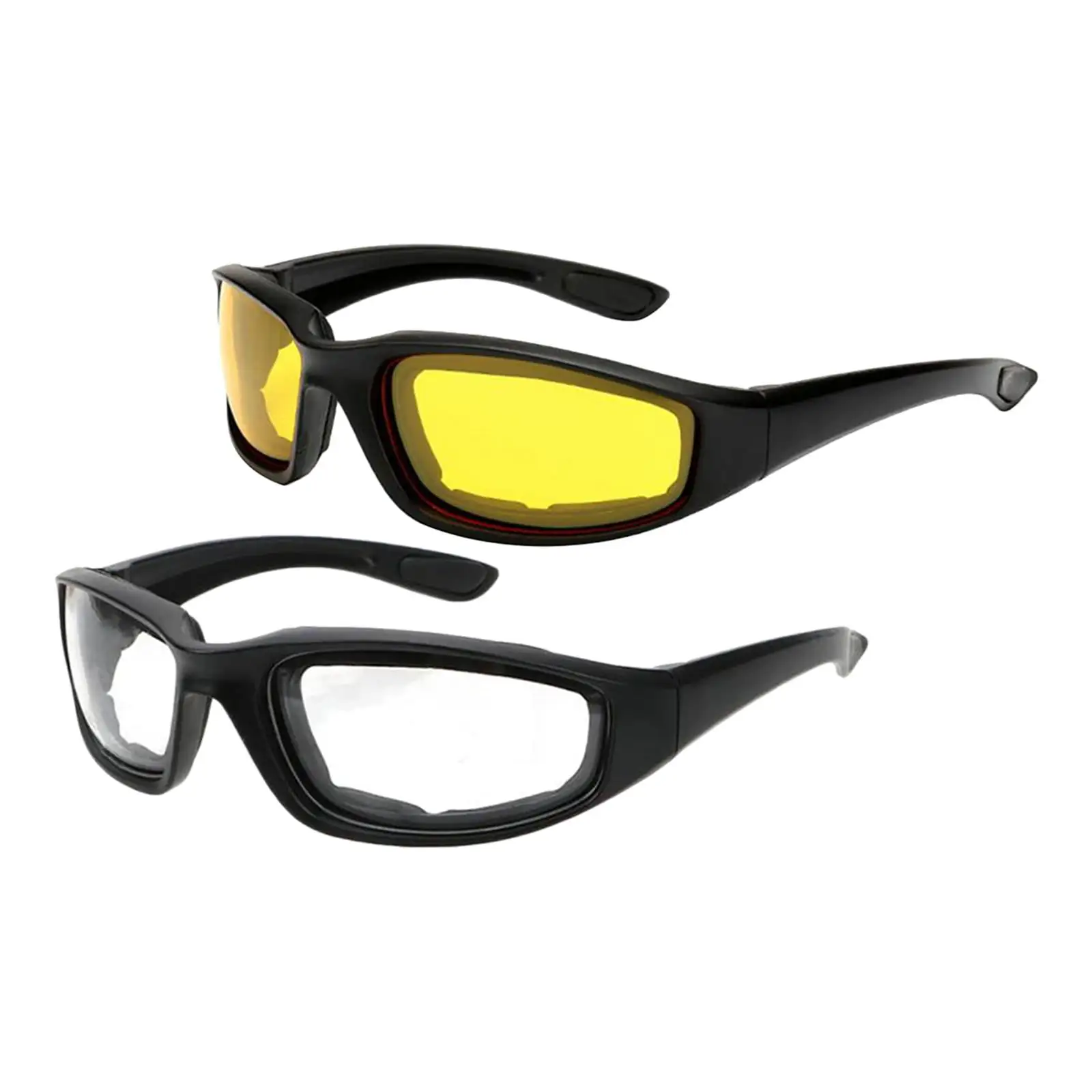 (2 Pack) Motorcycle Padded Glasses Driver Goggles 400 Outdoor Sports. Yellow Lens Night and White lens Outdoor Riding and ...