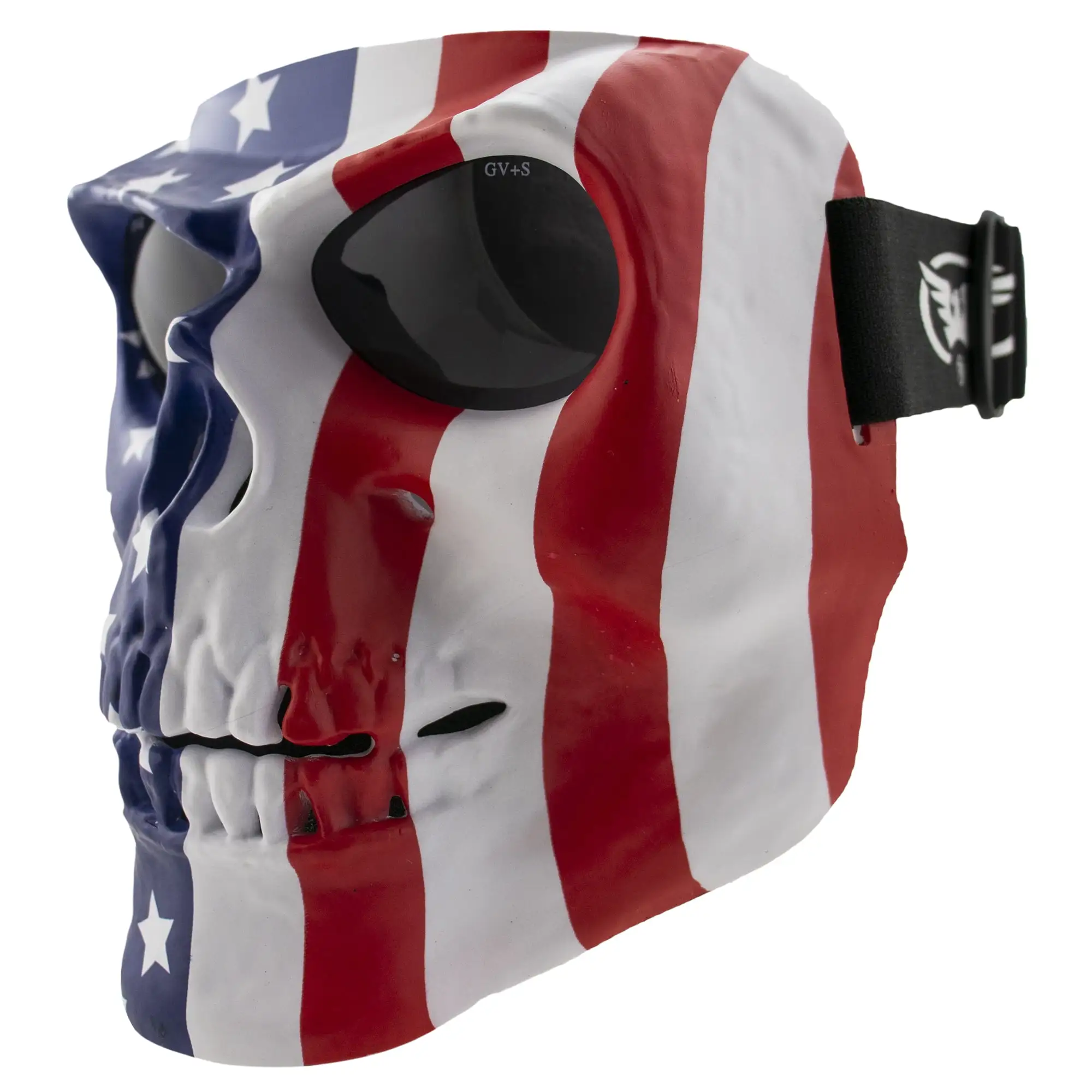 Global Vision Skull Mask Motorcycle Full Face Coverage Riding Goggles American Flag Pattern w/ Smoke Lenses