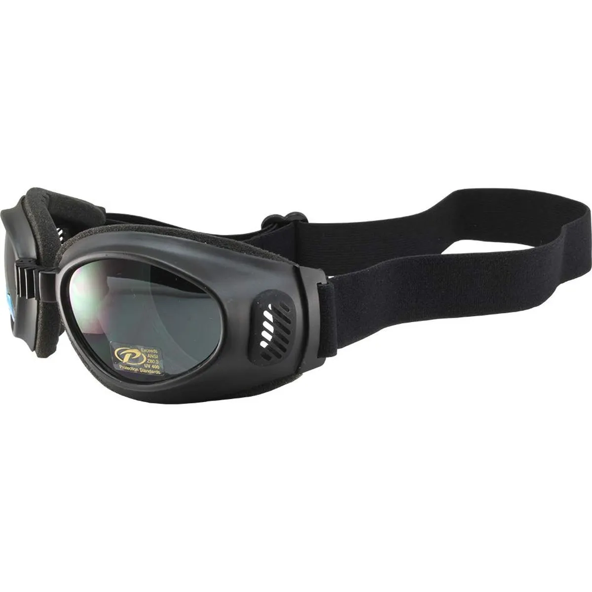 Pacific Coast Feather Tour Wide Coverage Black Motorcycle Goggles Dark Smoked Lenses