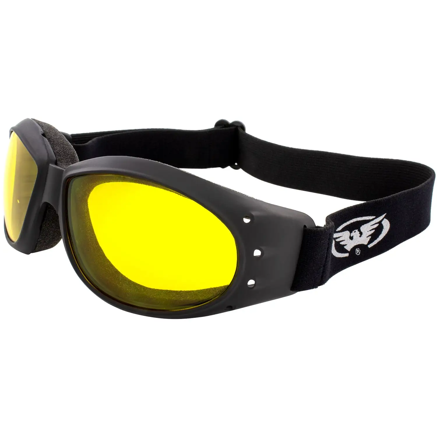 Eliminator 24 Yellow Smoke Transitional Lens Red Baron Motorcycle Aviator Riding Goggles Day Night Photocromatic Transitio...