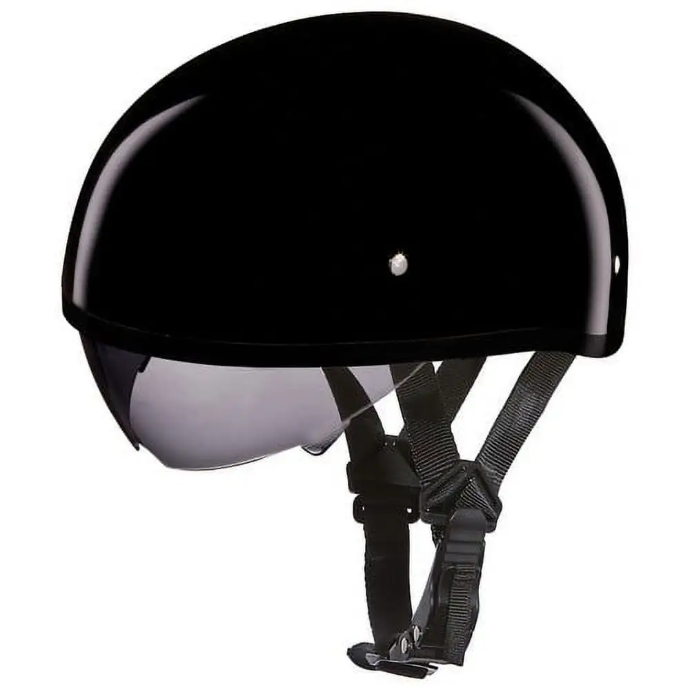 Daytona Helmets DS8- 'Skull Cap' Gloss Black Half Face Helmet Inner Shield Black