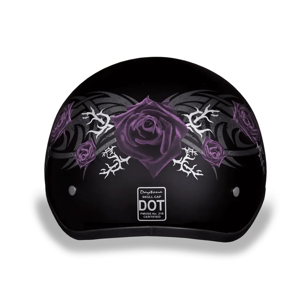 D.O.T. DAYTONA SKULL CAP- W/ PURPLE ROSE - MGW-22762 Xs Daytona Helmets