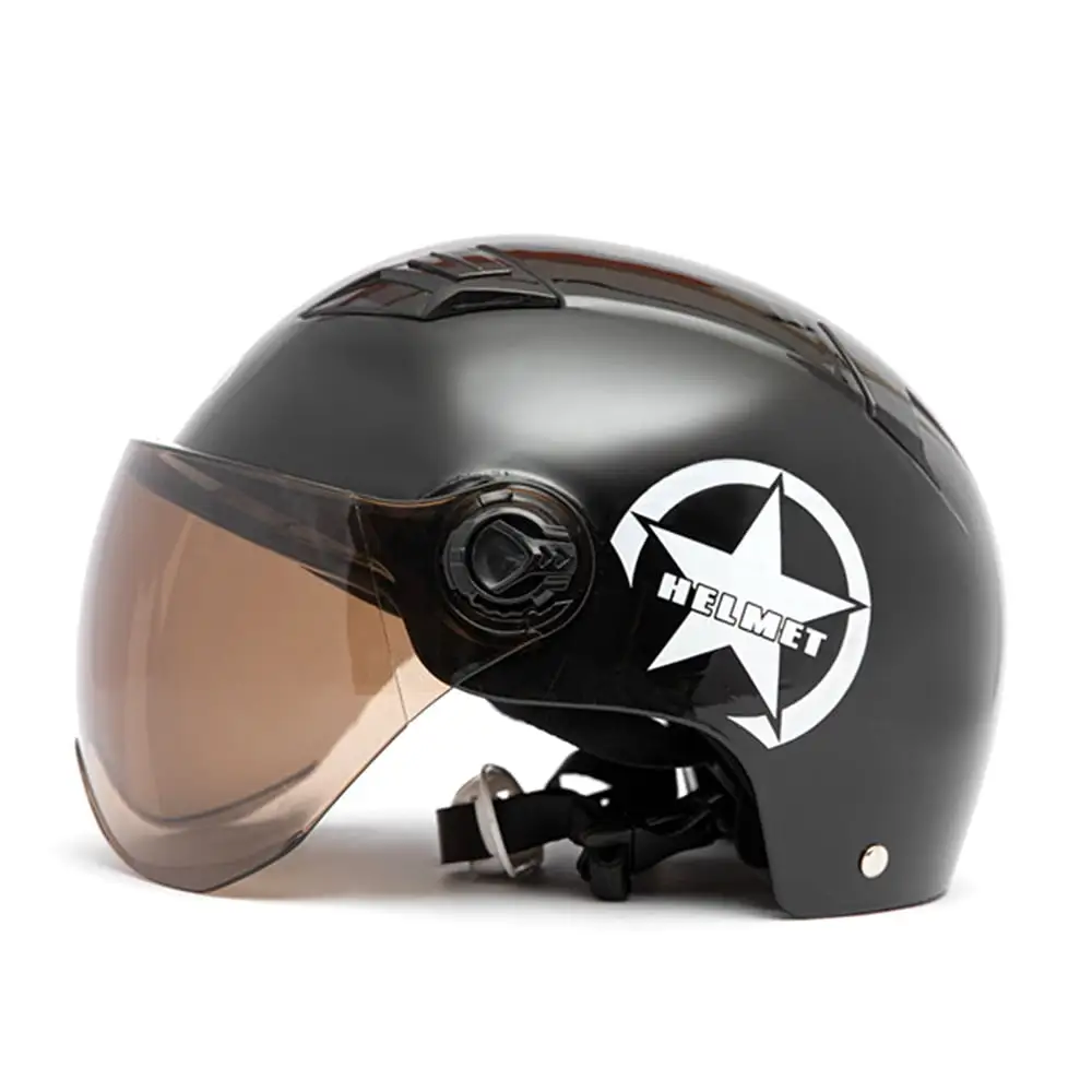 Gecheer Motorcycle Helmet Half Open Face Adjustable Size Protection Gear Head Helmets Unisex Black
