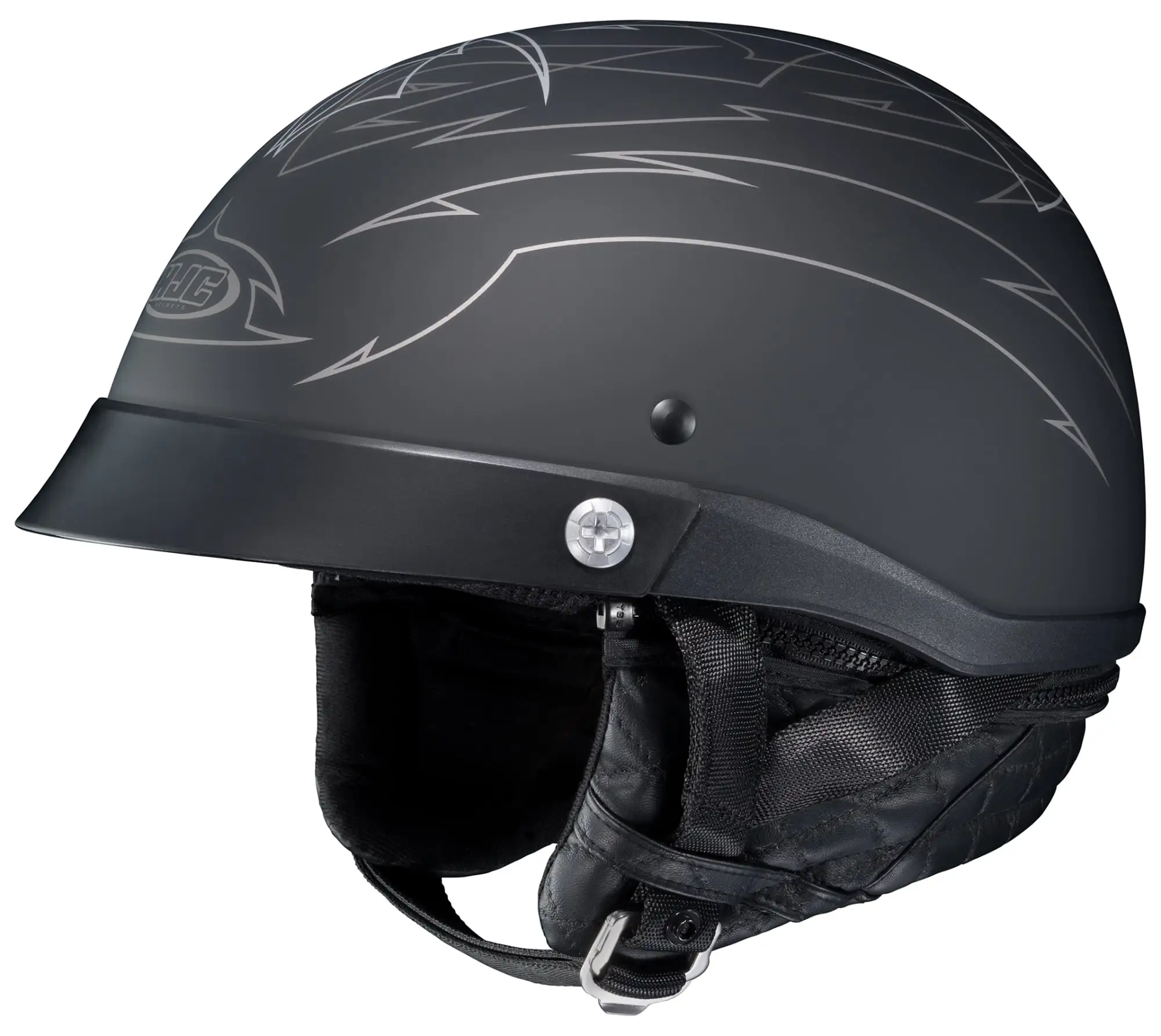 HJC CL-IronRoad Show Boat Motorcycle Half Helmet Flat Black/Silver SM M HJC Helmets