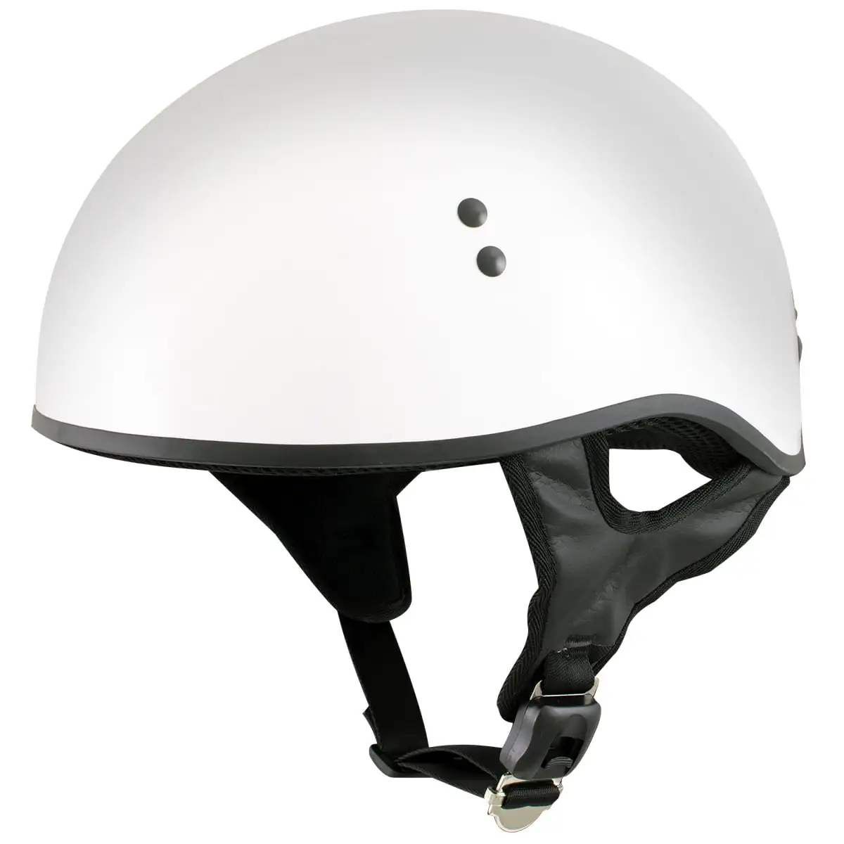 Hot Leathers HLT68 ' O.G.' Glossy White Advanced Motorcycle Skull Cap Half DOT Approved Helmet S