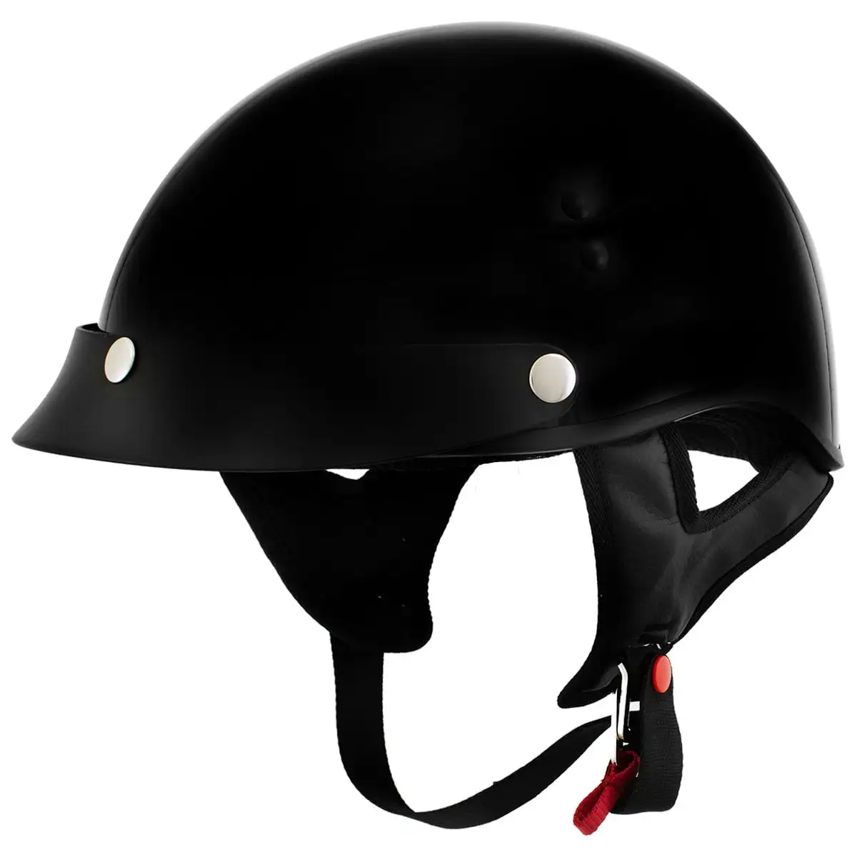 Hot Leathers HLT70 'Stealth' Glossy Black Motorcycle DOT Skull Cap Classic Half Helmet 2X-Large Xs