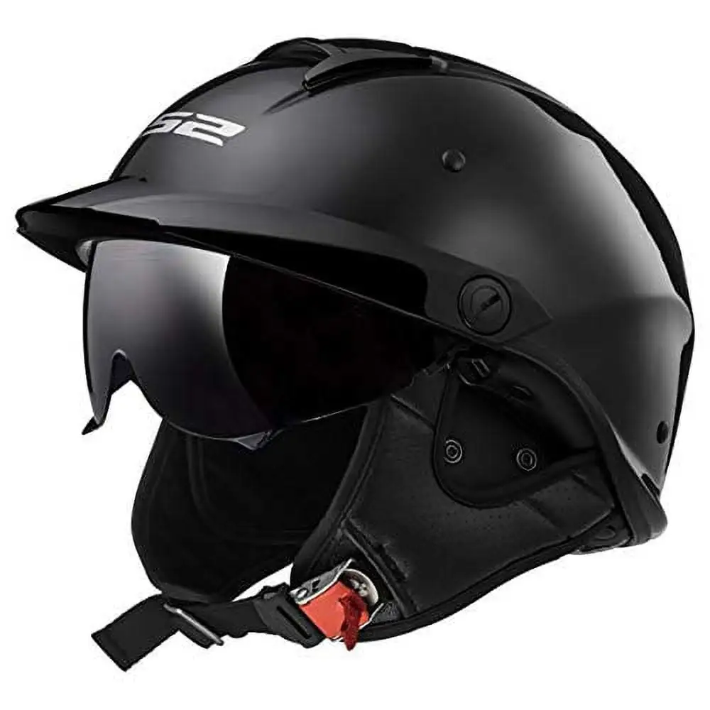 LS2 Helmets Rebellion Motorcycle Half Helmet (Gloss Black - Medium) Xs