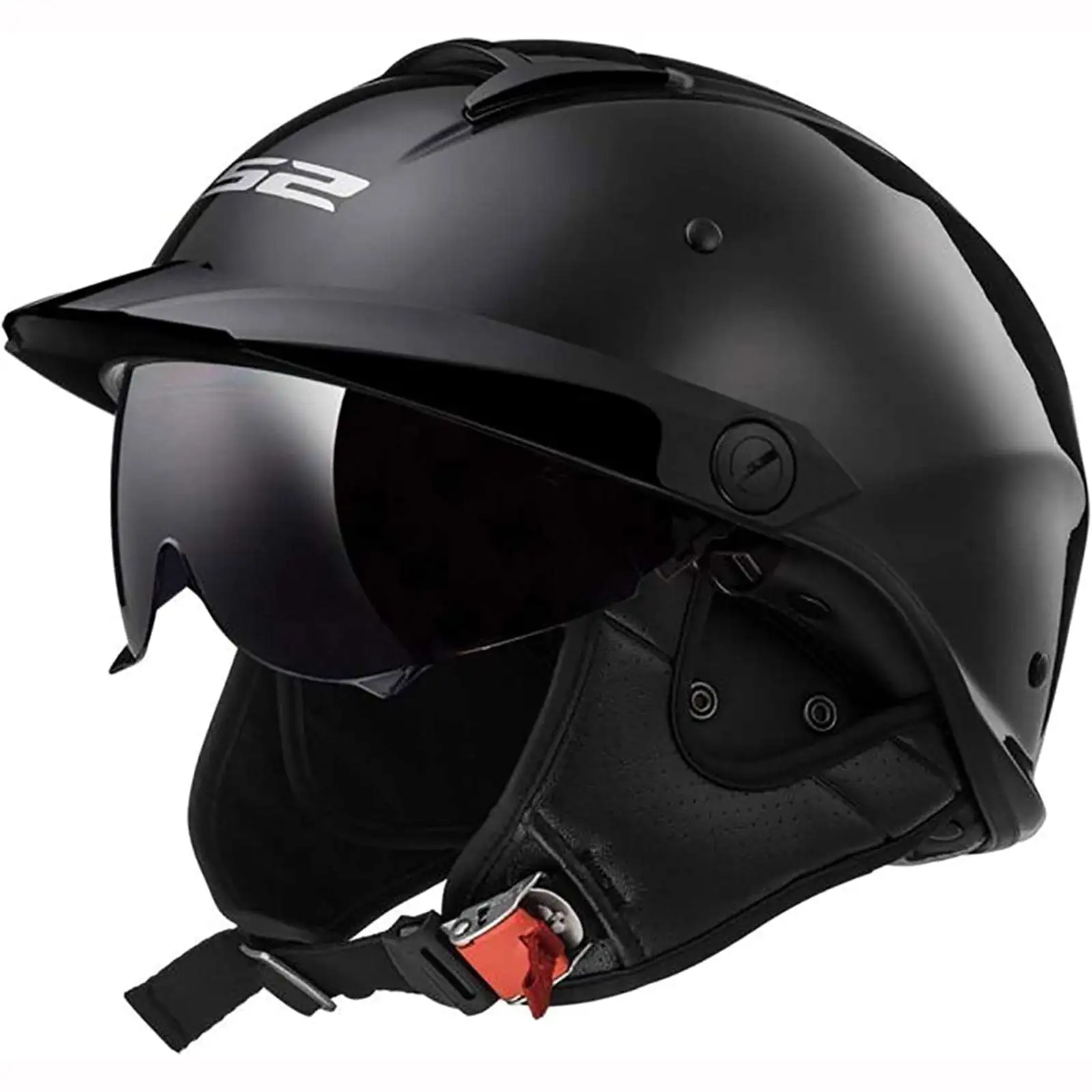 LS2 Helmets Rebellion Solid Half Motorcycle Helmet Sunshield (Gloss Black. Small) S