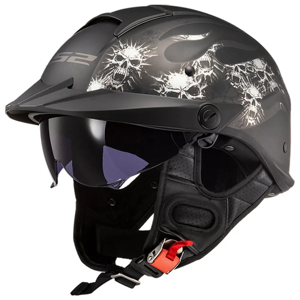 LS2 Rebellion Bones Half Face Adult Cruiser Helmet Brand New Motorcycle Gear Matte