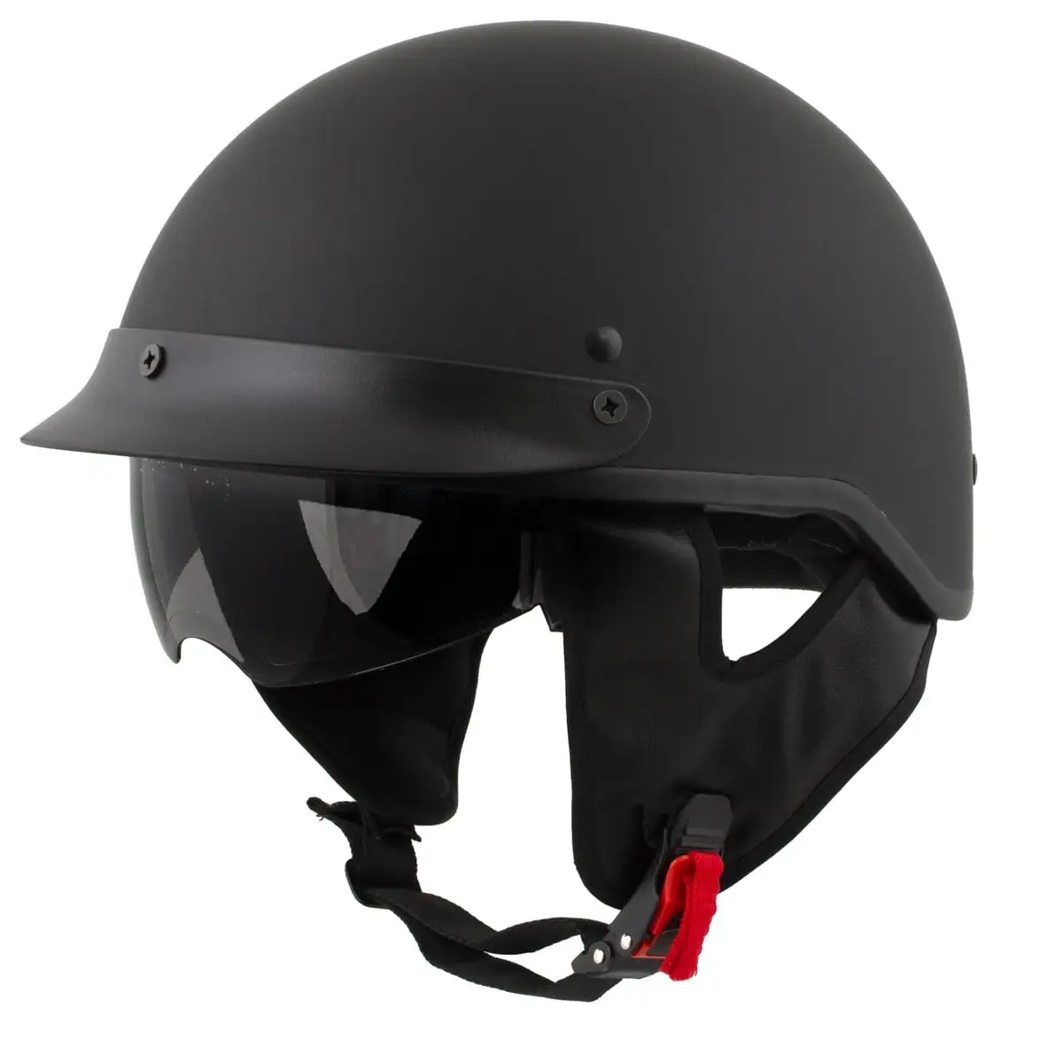 Milwaukee Helmets Momentum Matte Black Half Face Motorcycle Helmet w/ Drop Down Visor Men and Women DOT Approved MPH9718DOT S