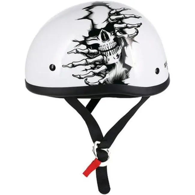 Skid Lid Born Wild Motorcycle Half Helmet White MD - MGW-30951 L