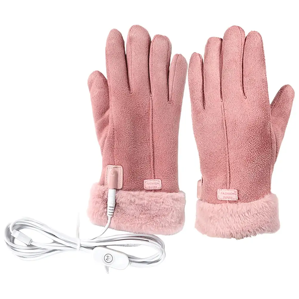 USB Heated Gloves Motorcycle Keep Warm Hand Warmers Rechargeable Thermal Leather Leifggao1