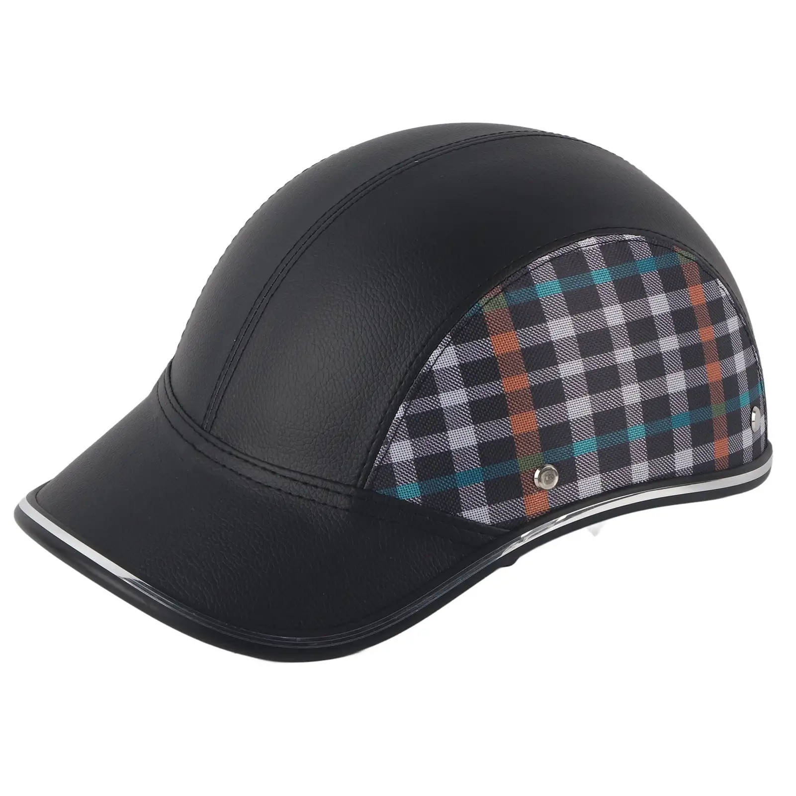 2024 Universal Motorcycle Helmet Half Face Skull Cap Hat Spring Summer Autumn and Winter(Black Lattice A0322 Free Size) Mi...