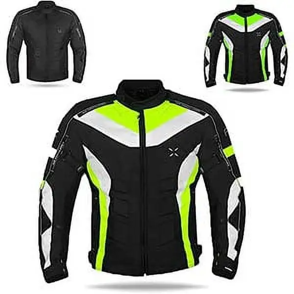 FTX Motorcycle Jacket Mens Dual Sports Racing Biker Riding CE Armored Waterproof (Yellow. S) S